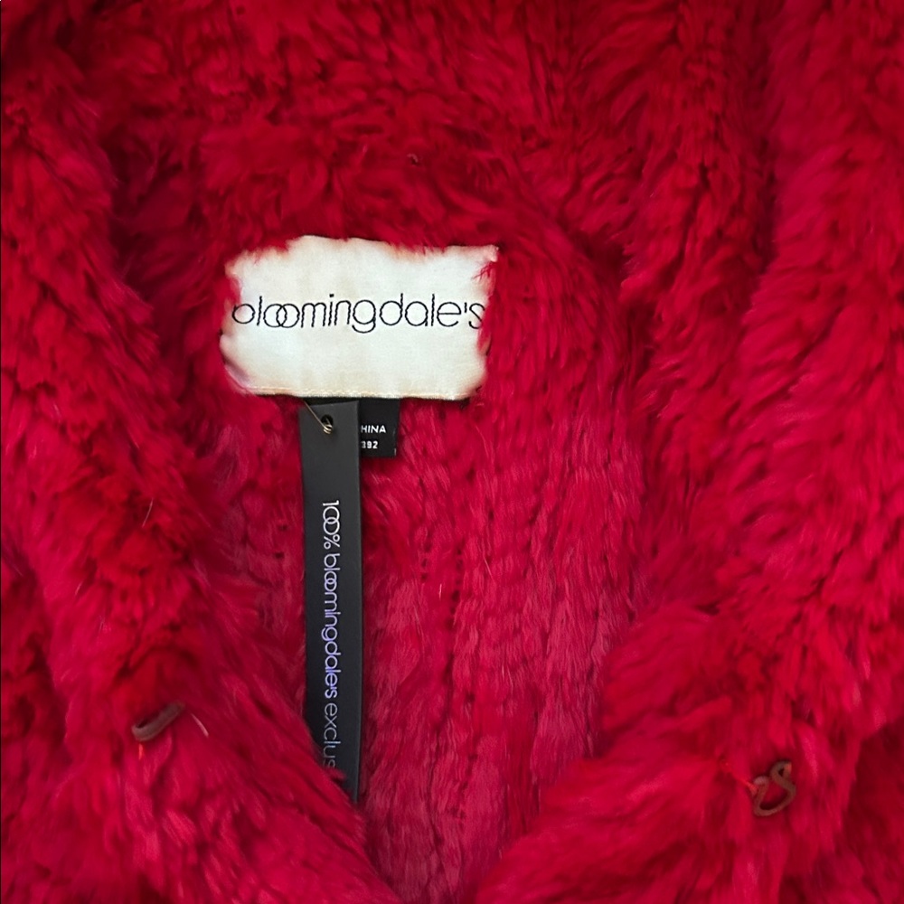 Bloomingdale's Red Fur Jacket - Picture 2 of 4